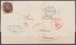 LSC (sans Contenu) Affr. N°8 Bien Margé P123 Càd VERVIERS /28 MAI 1857 Pour ORLEANS France - [PD] - Càd "BELG.5 /VALENCI - 1851-1857 Médaillons (6/8)