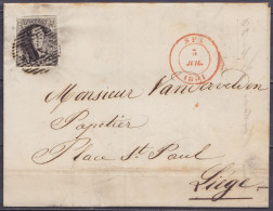 L. Affr. N°6 P110 Càd SPA /3 JUIL. 1851 Pour Papetier à LIEGE (au Dos: Càd Arrivée LIEGE) - 1851-1857 Medaglioni (6/8)