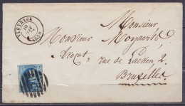 Env. Affr. N°7 P145 Càd VERTRYCK /10 JUIN 1859 Pour BRUXELLES (au Dos: Càd Arrivée BRUXELLES) - 1851-1857 Medaillen (6/8)