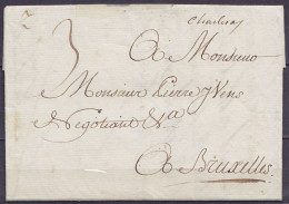 L. Datée 23 Avril 1774 De CHARLEROY Pour Marchand De Vin à BRUXELLES - Port "3" - 1714-1794 (Austrian Netherlands)