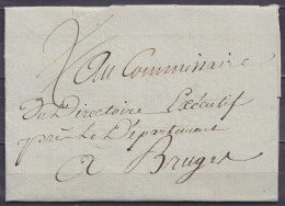 L. Datée 3 Fructidor An 4 (21 Août 1796) De THIELT Pour BRUGES - Port "2" Barré - 1794-1814 (Periodo Francese)