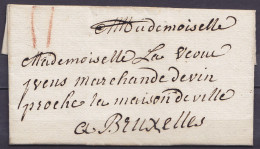 L. Datée 24 Octobre 1763 De CHARLEROY Pour Marchande De Vin à BRUXELLES Par Messager - Port "II" à La Craie Rouge - 1714-1794 (Paesi Bassi Austriaci)