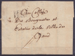 L. Datée 18 Octobre 1827 De MONS Pour GAND - Griffe "BERGEN /FRANCO" - Voir Texte - 1815-1830 (Holländische Periode)