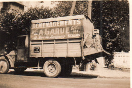 Photographie Vintage Photo Snapshot Camion Déménagement Larue St Calais Sarthe - Treinen