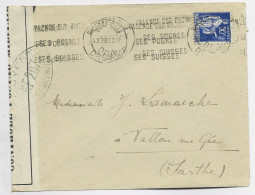 PAIX 90C BLEU LETTRE VALENCE DROME 1939 POUR LA SARTHE CENSURE NF 207 - Oorlog 1939-45