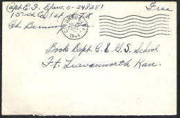 USA WWII 1944 Letter From Soldier (Free) On Active Service From Fort Benning,GA To Fort Leavenworth, Kansas  - WO2