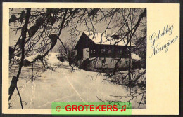 Gelukkig Nieuwjaar Huis In Sneeuwlandschap Ca 1935 - Sonstige & Ohne Zuordnung