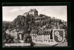 AK Mainz, Wappen Und Schloss über Der Stadt, 1. Greizer Heimattreffen 1963  - Mainz
