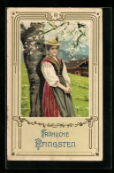 Lithographie Fröhliche Pfingsten, Maid Aus Den Bergen  - Pfingsten