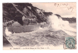 BIARRITZ La Cote Basque Par Gros Temps (carte Animée) - Biarritz