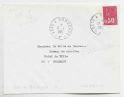 BEQUET 50C LETTRE AMBULANT SETE A BORDEAUX 17.1.1971 C ADRESSEE AU MAIRE DE BORDEAUX CHABAN DELMAS - Railway Post