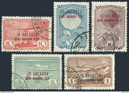 Russia C76-C76D, CTO. Michel 709-713. Soviet Aviation Day, 08.18.1939. Planes. - Used Stamps