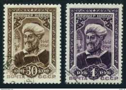 Russia 857-858,CTO.Michel 827C-828. Alisher Navoi,Uzbekistan Poet,1941. - Usados