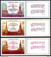 Russia 4100-4102-label, MNH. Michel 4153-4145. Visits Of Leonid Brezhnev, 1973. - Ungebraucht