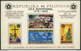 Philippines C108 Black,C108 Red,MNH. Michel Bl.9a-9b. USA-200, 1976. Ships, Map, - Filipinas