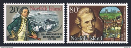 Norfolk 240-241,MNH.Michel 223-224. Capt Cook,1978.Staithes,Whitby Harbor. - Isola Norfolk