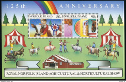 Norfolk 372a, MNH. Mi Bl.8. Agricultural, Horticultural Show, 1985. Cow, Horses, - Isla Norfolk