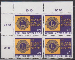 1979 , Mi 1624 ** (1) -  4 Er Block Postfrisch - Lions - Europa - Forum , Wien - Ongebruikt