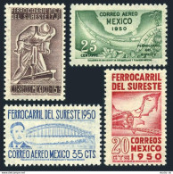 Mexico 870-871, C201-C202, MNH. Mi 992-995. Southeastern Railroad, 1950. Aleman. - México