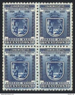 Mexico 722 Block/4,MNH.Michel 725-X. Arms Of State Chiapas,1935. - Mexique