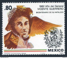 Mexico 1283 Block/4,MNH.Michel 1830. Gen.Vicente Guerrero,1982.Arms,Wing. - México