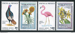 Mexico 1195-1196, C632-C633, MNH. Mi 1705-1708. Turkey, Flamingo, Flowers. 1980. - México