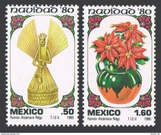 Mexico 1217-1218 Blocks/4,MNH.Michel 1730-1731. Christmas 1980.Angel,Poinsettias - Mexique