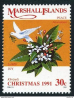 Marshall 412, MNH. Michel 378. Christmas 1991. Dove, Flowers. - Marshall