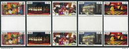 Kenya 141-145 Gutter,MNH.Michel 139-143. National Theater,1979.Dancers,Drummers. - Kenia (1963-...)