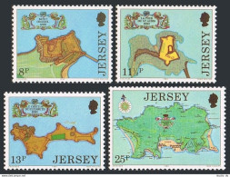 Jersey 222-225, MNH. Michel 212-215. Fortresses 300th Ann. 1980. Map. - Jersey