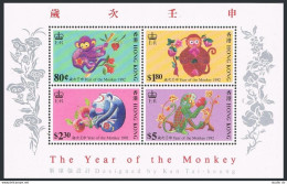 Hong Kong 618a Sheet, MNH. Mi Bl.20. New Year 1992, Lunar Year Of The Monkey. - Ongebruikt