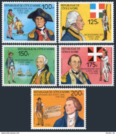 Ivory Coast 421-426,MNH.Michel 497-501,Bl.6. USA-200,1976.Heroes,Ships,Flags, - Costa De Marfil (1960-...)