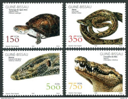 Guinea Bissau 2002 Year Set/4 Reptiles, MNH. Turtle, Python, Lizard, Crocodile. - Guinée-Bissau