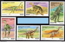 Guinea 1417-1422, 1423, MNH. Prehistoric Animal 1997. Dinosaurs., - Guinée (1958-...)