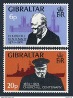 Gibraltar 316-317, 317a, MNH. Sir Winston Churchill-100, 1974. Ship, Parliament. - Gibraltar