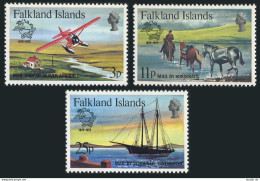 Falkland 295-297, MNH. Mi 292-294 UPU Membership Centenary, 1979. Mail Delivery. - Islas Malvinas
