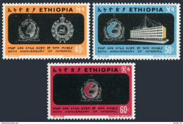 Ethiopia 643-645,MNH.Michel 729-731. INTERPOL 50th Ann.1973.Emblems,Headquarters - Etiopia