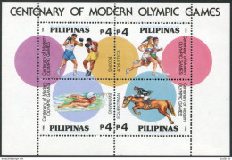 Philippines 2426 Ad Sheet, MNH. Modern Olympics-100, 1996. Boxing, Equestrian. - Philippinen