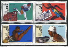 Palau B1-B4a Pairs,MNH.Mi 245-248. Olympics Seoul-1988.Baseball,Swimming,Diving, - Palau