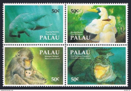 Palau 313 Ad Block, MNH. Mi 606-609. Dugong, Masked Booby,Macaque,Crocodile,1993 - Palau