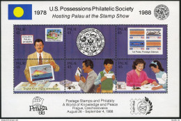 Palau 197 Af Sheet, MNH. Michel 249-254 Bl.4. PRAGA-1988. Ship, Plane,Arms,Fish. - Palau