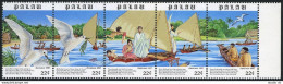 Palau 173-177a Strip, MNH. Mi 211-215. Christmas 1987. Carol I Saw Three Ships. - Palau