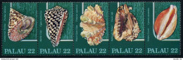 Palau 104-108a Strip, MNH. Michel 149-153. Sea Shells 1986. - Palau