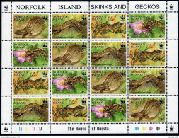 Norfolk 596 Ad Sheet,MNH.Michel 604-607. WWF 1995:Skinks And Geckos. - Isla Norfolk