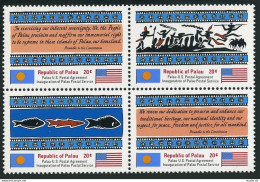 Palau 1-4a Block, MNH. Michel 1-4 Vbl. Independence, Traditional Drawing, 1983. - Palau