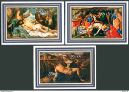 Niue B38-B40, MNH. Mi Bl.29-31. Easter 1980. Pieta. Bellini,Botticelli,Van Dyck. - Niue