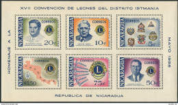 Nicaragua 805a, C415a, MNH. Mi Bl.46-47. Lions Intl. 1958. Founders, Arms, Map. - Nicaragua