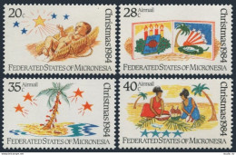 Micronesia 22,C7-C9,MNH.Mi 28-31. Christmas 1984.Children Painting:Fish,Palm. - Micronésie