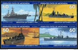 Micronesia 231 Ad Block,MNH. Mi 435-438. End Of World War II 50. 1995. Warships. - Micronesië