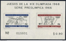 Mexico 975a, MNH. Michel Bl.5. Olympics Mexico-1968. Running, Jumping,Wrestlong. - México